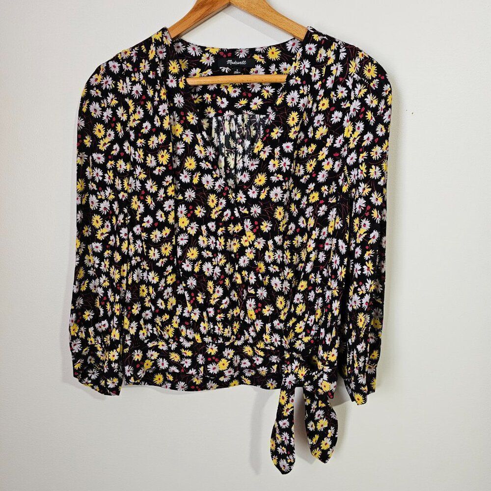 EUC LIKE NEW MADEWELL FLORAL SURPLICE V NECK TOP SIZE SMALL